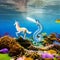 A fantastical seahorse with a unicorn horn, gracefully swimming through an underwater wonderland4, Generative AI