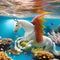 A fantastical seahorse with a unicorn horn, gracefully swimming through an underwater wonderland5, Generative AI
