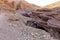 Fantastically beautiful landscape in the national nature reserve - Red Canyon in the rays of the setting sun, near the city of