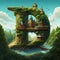 Fantasy Alphabet Nature Detailed Letter Structure - Letter D