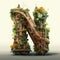 Fantasy Alphabet Nature Detailed Letter Structure - Letter N