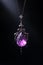 fantasy amethyst necklace pendant and silver chain - black background - intricate details