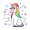 Fantasy animal horse unicorn. Christmas card