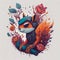 Fantasy art. Generative AI. The cute squirrel wears a ninja suit.