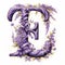 Fantasy Art: Lavender Decorated Rococo Letter T Clipart