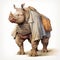 Fantasy Art: Rhino In Bavarian Clothing With Potato Sack