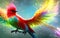 Fantasy background with enchanted Phoenix bird. fantastic magical multicolored bird illustration. Generative Ai