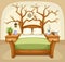 Fantasy bedroom interior. Vector illustration.