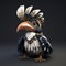 Fantasy Bird 3d Render: Little Cute Hornbill With High-quality Fashion Feather