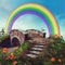 Fantasy bridge and rainbow