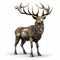Fantasy Bronze Stag 3d Model: Modern European Ink Painting Style