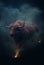 Fantasy brown bison - bison deity - bison god - dark background