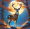 fantasy brown deer along a forest path with blue background generated by ai