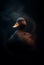 Fantasy brown duck - duck deity - duck god - dark background