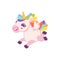 Fantasy cartoon character of baby unicorn, flat vector illustration isolated.