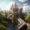 Fantasy castle rises with majestic grandeur. AI Generative.