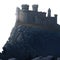 Fantasy castle on the top of a rocky mountain cliff. Isolated transparent PNG background.