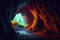 Fantasy cave, neon colors. Generative ai