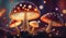 Fantasy color glowing mushrooms. generative ai.