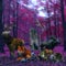Fantasy Colorful Surreal Forest With Animals