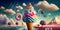 Fantasy colorful sweet magical landscape of ice cream ai generative