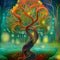 Fantasy colourful tree, AI generative tools