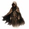 Fantasy Concept Art: Brown Cloaked Sprite In High-contrast Shading