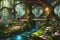 Fantasy concept background of stunning forest landscape fantasy environment