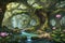 Fantasy concept background of stunning forest landscape fantasy environment