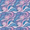Fantasy curles colorful texture. Hand drawn abstract background in colors of blue, purple and pink