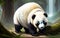 Fantasy cute panda by magical jungle background