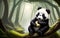 Fantasy cute panda by magical jungle background