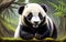 Fantasy cute panda by magical jungle background