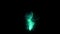 Fantasy cyan magic smoke fire effects in the dark with sparkling shinning particle and spiral curve line