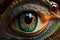 Fantasy Eye with Vibrant Amazing Colors Macro Close up view. Eye Macro with Vibrant Saturated Colors. Ai generated