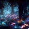 Fantasy forest, magic luminous flowers in fairytale wood, Surreal mystical fantasy artwork. Generative AI