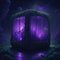 Fantasy Futuristic Cube Structure Glowing Neon Light Alien Forest Generative Ai