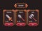 Fantasy game weapon shop concept. Game shop UI frame illustration