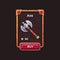 Fantasy game weapon shop UI illustration. Medieval axe game card