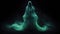 Fantasy ghost in green smoke on black background. Generative AI.