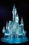 fantasy glowing ice castle on dark background