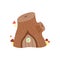 Fantasy gnome house in shape of tree stump flat vector illustration isolated.
