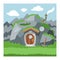 Fantasy gnome house vector cartoon fairy treehouse and magic housing village illustration set of kids gnome fairytale