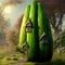 Fantasy green cucumber-lookalike house in a fairytale garden