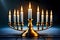 Fantasy Hanukkah candlestick with nine burning candles