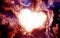 Fantasy heart shape in abstract magical nebula