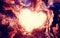 Fantasy heart shape in abstract magical nebula