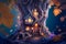 Fantasy house in magic forest fairytale habitation. generative AI