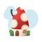 Fantasy house vector cartoon fairy treehouse and housing village illustration set of kids fairytale playhouse isolated