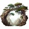 Fantasy Illustrated Cave Themed Clip Art With Tree On White Background